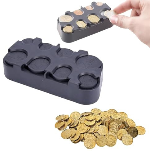 Kleingeld Aufbewahrung,Münzen Aufbewahrung,Euro Münzhalter Münzsortierer Münzsammler Münzspender Münzbox,Münzhalter Auto,Für Auto,Taxi,8 Fächer von 2 Euro bis 1 Cent(Schwarz)