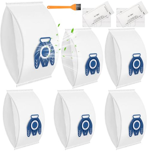 FERRGIA 6 Bolsas Aspiradora para Miele GN con Alta Eficiencia 3D | Compatibles con Classic C1,Complete C2/C3,S2,S5,S8,S5000-S5999,S8000-S8999,2 Filtros Motor,2 Filtros Aire y 1 Cepillo Limpieza