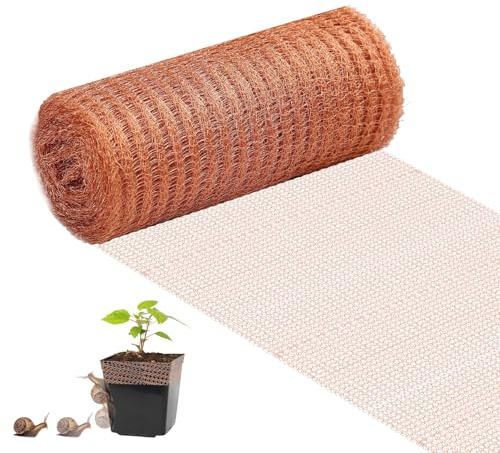 Chumix Rete in Rame,12,7 CM x 6M Filo Antilumache in Rame, Aiuola Rialzata Antilumache, Doppio Strato Maglia Rete Rame Lumache Da Tagliare, Adatta Per Giardino, Balcone