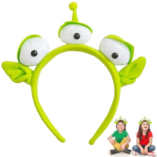 Gatwrmth Alien Headband for Kids & Adults – Funny Plush Alien Costume Accessories with 3 Eyes and Antennas – Comfortable Cosplay & Party Headwear for Halloween, Christmas and Fancy Dress