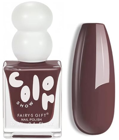 Brown Nail Polish - Neutral Dark Coffee Nail Varnish - Quick Dry & Long Lasting Nude Nail Art Varnish - Chip Resistant Autumn Winter Nail Polish- No UV Lamp Needed for DIY Manicure Nail Art