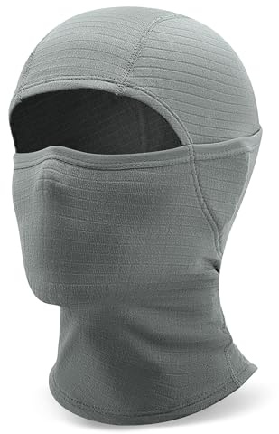Qunature Balaclava andningsbar lätt termisk skidmask hel ansiktsmask, vindskydd dammtät halsvärmare för snowboard cykling skidåkning vandring, unisex, Grå, M