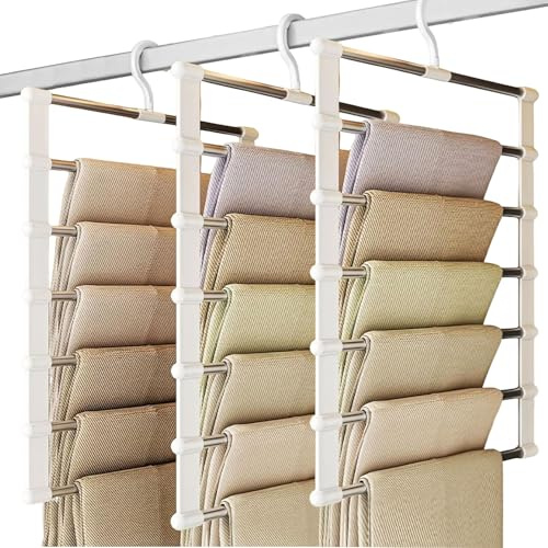 3 Stück Hosenbügel Platzsparend, Mehrstöckiger Kleiderbügel Hosen Bügel, Hosenaufhängung aus Edelstahl, Mehrfach Bügel Faltbare Kleiderbügel, für ufhängen Von Hosen, Schals, Jeans, Krawatten