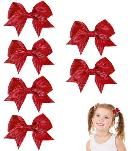 6 PCS Red Hair Bows for Girls, Red Bows for Hairs Durable Bow Clips for Girls, Cute Hair Accessories Clip Bow Hair Clips Suitable for Little Girl Baby Children Women