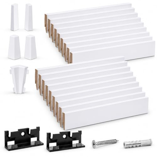 Leiste24 Sockelleisten Komplettset 52 Meter Weiß 60 mm | 20 MDF Fußleisten mit Kabelkanal | Inkl. 100 Clips, Schrauben, Dübel, Innen- & Außenecken, Abschlüssen | Dekor-Sockelleiste 2600 mm