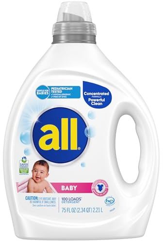 all Liquid Laundry Detergent, Baby Powder Scent, 75 fl oz, 100 Loads