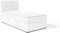 FEDVE Boxspringbett 90x200 Weiß Öko-Leder – Gandia Mini – Praktisches Bett mit Bettkasten Rechts – Gemütlich Kopfteil Bett mit Matratze – Einzelbett zum Schlafzimmer