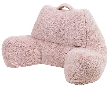 icon Teddy Bear Fluffy Fleece Large Cuddle Cushion, Dawn Pink, Reading Pillow, Back Support Cushion, Back Support Pillow for Bed with Bead filling included, Ideal as a backrest for sitting up in bed