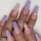 WOOXDYUK 24 Stück Lange künstliche Nägel mit französischer Spitze zum Aufdrücken der Nägel, Sarg-Nagelnägel zum Aufkleben mit Schmetterlingsdesign, lila Nägel für Frauen