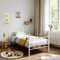 HOMYLIN Single bed metal frame Nordic iron bed,metal bed for teenagers/adults, suitable for bedroom, student dormitory and other multiple scenes, with a unique design of the headboard, Black