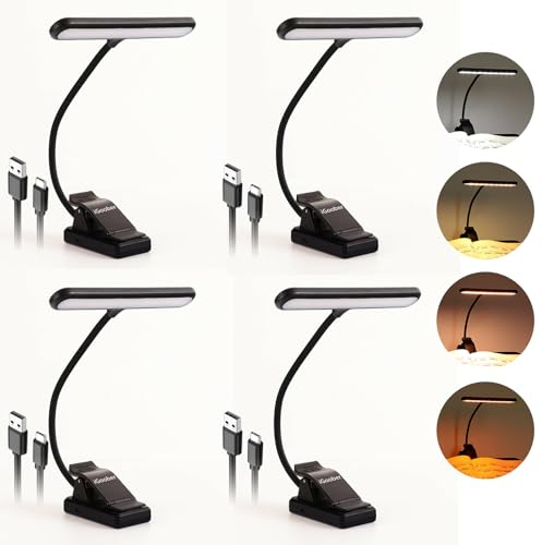 iGoober 4 Pack 28 LED Music Stand Lights, Eye Caring Clip-on Piano Light, Blue Light Blocking, USB-C Rechargeable, 4 Color x 3 Brightness, Ideal for Musician, Piano, Sheet Music, Orchestra, Guitar