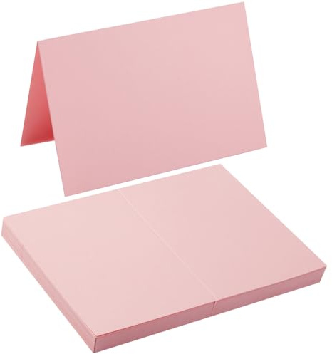 Toperd 50 Pack Blank Folded Cardstock Greeting Cards, Pink, 4x6