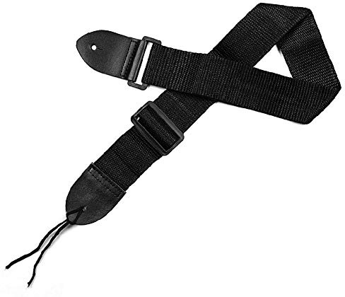 Sangle de guitare réglable en nylon avec extrémités en cuir synthétique tissé 5,1 cm pour guitare électrique basse