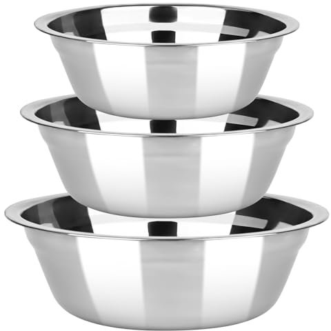 elthmpr Rührschüssel Set Edelstahl Schüssel Salatschüssel - 3er-Set Edelstahlschüsseln in 3 Größen Rührschüssel Schüsselset Metallschüssel Stapelbar Rührschüsselset Spülmaschinenfest für Küche