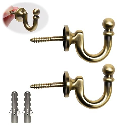 2 Piezas Alzapaños para Cortinas, Sujeta Cortinas de Metal, Cortina Gancho en Forma de U, Gancho para Muro Cortina Vintage, Gancho de Cortina para Colgar Cortinas Ropa (Bronce)