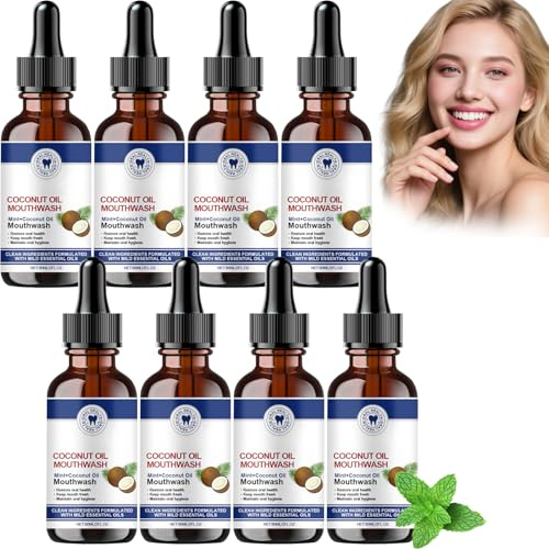 Ourlyard Mouthwash, Ourlyard Coconut Oil Mouthwash Essence Oil, Mint Oils Pulling, Coconut Oils Pulling per denti, alito fresco e sbiancante dei denti, collutorio orale, delicata cura quotidiana della