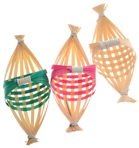 Housoutil Juego de 3 Barcos de Bambú Tejidos a Mano Estilo Tradicional Dragón para Decoración Náutica y Bandeja de Sushi Adecuado para Fiestas y Mesas