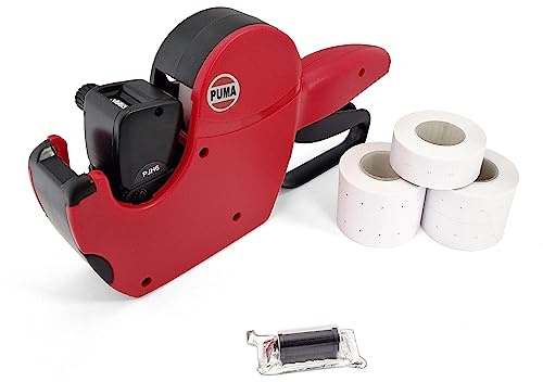 Puma Kit de pistola de precio con 5000 22x12 etiquetas y tinta PJH6 Rojo