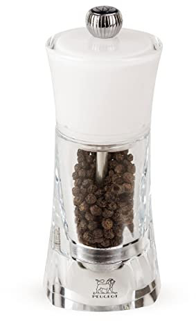 Peugeot - Molene Manual Pepper Mill - Adjustable Grinder - Acrylic, Clear & White, 14 cm
