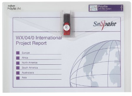 Snopake 15723 Polyfile A4 Popper Wallet File with Clear USB/Memory Stick Pocket Classic Clear (Pack of 5)