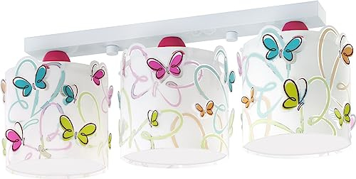 Dalber Lámpara Infantil Plafón de Techo de 3 luces Butterfly Mariposas (62143)