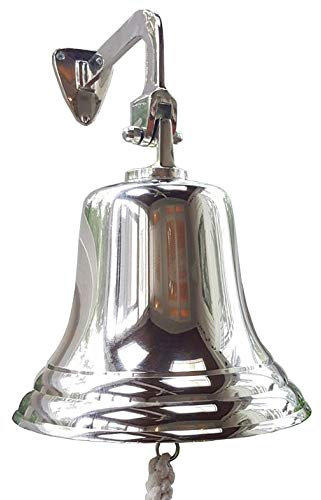 ARSUK Campana Nautica 5 in Alluminio - Campanella da Parete con Corda - Stile Vintage per Casa, Giardino, Porta d’Ingresso, Bar, Pub, Scuola o Barca - Suono Potente e Nitido