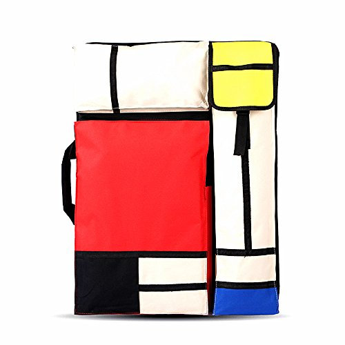 Multifunción bolsas de bocetos, A2/4K tablero de dibujo bolsa impermeable portátil arte mochila Splice rejilla patrón,Mochila/cartera para portafolio de artista (Red roja)