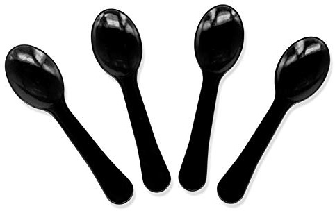 Extra Sturdy, Gmark 100pc 3-Inch Taster Plastic Mini Spoons Black Clear Best for Chocolate Coffee flavor Ice Cream Dessert Black 1 Box Set GM1002H