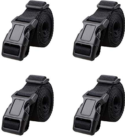 Azarxis 4 Pezzi Cinghie per Valigie, Cinghie di Fissaggio per Bagagli con Sgancio Rapido, Cinture di Sicurezza Nere per Moto Valigie Zaini Borse e Pacchi (#01 Nero - Larghezza 25mm, 2m)