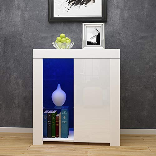 Commode de Eclairage LED, Buffets, Meuble de Rangement sur Salon, Chambre, 75 x 35 x 83 cm (Blanc)