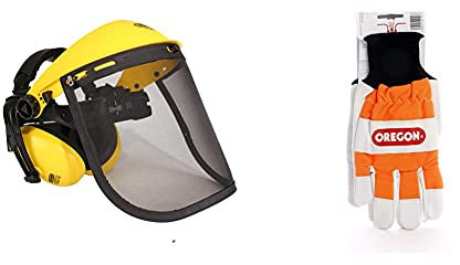 Oregon Q515061 Mesh Visor and Ear Muff Combination for Trimmer and Brushcutting & Large Chainsaw Protection Gloves