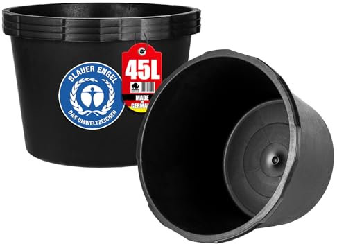 BigDean 3x Mörtelkübel 45 Liter Rund Miniteich Baueimer Mörtelkasten - Ø 50 cm x 33 cm - Speiswanne Zementwanne Mörtelwanne - Made in Germany - Blauer Engel