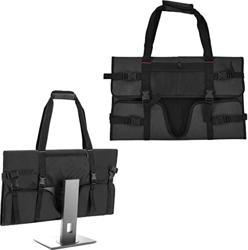 Portable Desktop Monitor Carry Case with Dust Cover and Keyboard/Mouse Holder - Protective Storage for 24-inch LCD Screens