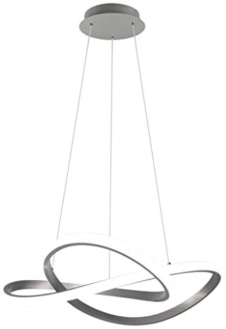Reality Leuchten LED Pendelleuchte Course R32051407, Metall Nickel matt, inkl. 27.5 Watt LED, Switch Dimmer