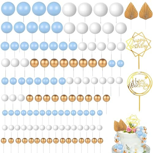 KAYEF tortendeko, 142 Stück kugeln torten deko, DIY Tortendekoration für Hochzeit, DIY Geburtstag Hochzeitstorte Topper, geeignet für Hochzeitstag Babyparty Party