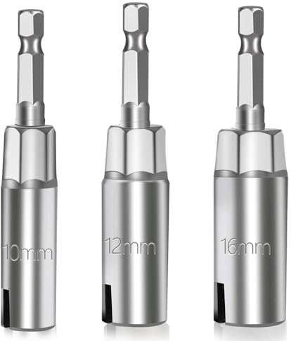 DBREAKS 3Pcs Tournevis à écrou à oreilles, 10mm&12mm&16mm Tourne-écrous à Tige Hexagonale, Embouts de Vis à Molette à Tige Hexagonale de 1/4 Pouce, Jeu de Tournevis à écrou à Oreilles 1/4