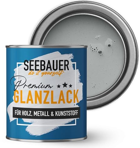 SEEBAUER diy Glanzlack Grau 375ml für Innen & Außen (No. 240 Graphite Grey) Möbelfarbe ohne Schleifen - Hybrid-Lack für Holz, Metall & Kunststoff - Holzlack, Möbellack hohe Deckkraft
