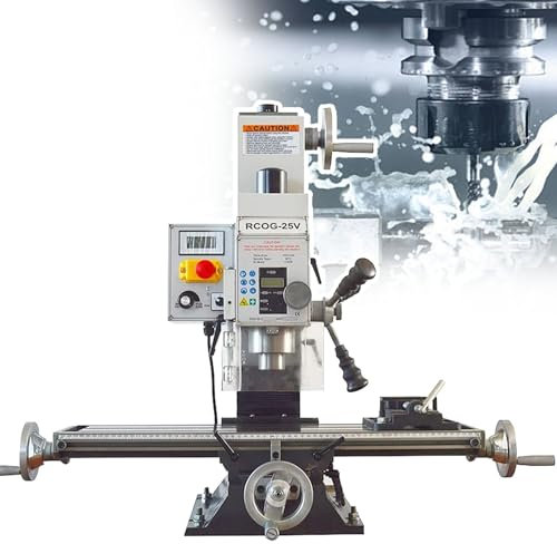 Lakenbroade 1100W Mini Precision Variable Speed Drilling and Milling Machine with Brushless Motor and R8 Taper Drilling Capacity up to 1.1