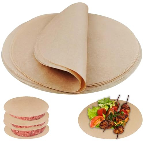 GOMETY 200 stycken bakplåtspapper, rund, Ø 26/30 cm, non-stick, airfryer, BBQ, värmebeständigt, kontinuerligt, för stekpannor, bakning, grill