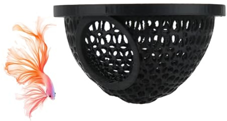 lasuroa Caverne Flottante Betta, Décor d’Aquarium Petits Poissons pour Reposer Nourrir Jouer & Reproduire Tunnel sûr Ornements Aquarium Abri pour Animaux Aquatiques & Grotte à Crevettes (Noir)