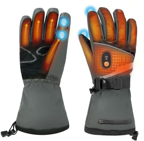 Minthouz Beheizbare Handschuhe für Herren Damen, 7.4V Akku Beheizte Handschuhe, 3 Heizstufen Heated Gloves mit Wetterfest & Touchscreen für Arbeit im Freien,Radfahren, Skifahren - XL