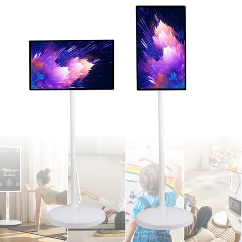 Téléviseur Android portable avec écran tactile, rotation intégrale, 32 pouces, 8+128 Go de stockage, batterie intégrée de 13500 mAh, TV à roulettes