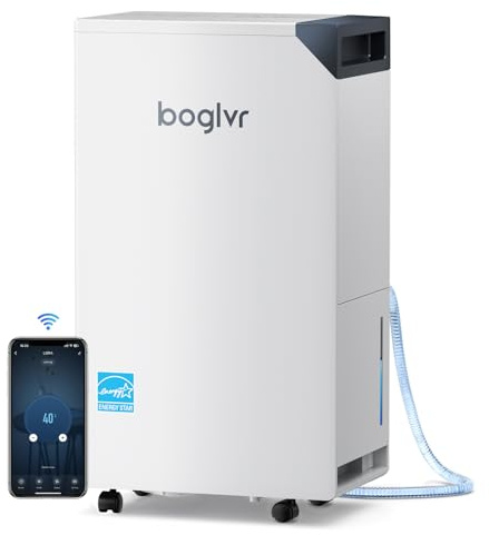 4500 Sq.Ft. Most Efficient Energy Star, Max 80 Pint/D (Standard 52Pint/D) Smart Compressor Dehumidifier with APP/WIFI, Intelligent Humidistat for Basement, Home, Bedroom, Bathroom, Garage(Matt White)