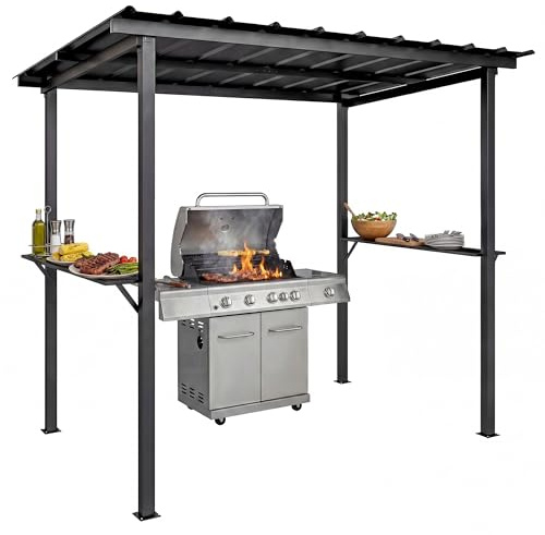 Outsunny Abri pour Barbecue Tonnelle de Jardin avec Toit en Métal Galvanisé, 271 x 182 x 229 cm, Idéal pour Jardin, Terrasse et Patio, Noir