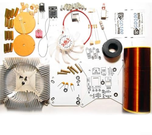 Kit de bocina de plasma de bobina de música, módulo de sonido de transmisión inalámbrica con 3 agujas de descarga, fuente de alimentación de 24 V y cable de audio, física educativa STEM