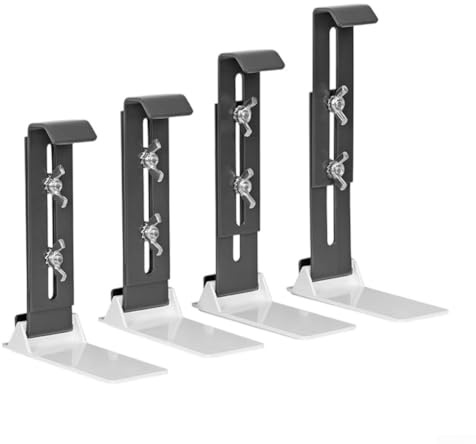 RiseNova Supporto per fioriera, in acciaio inox, confezione da 4, per davanzale della finestra e balcone, altezza regolabile, installazione senza trapano