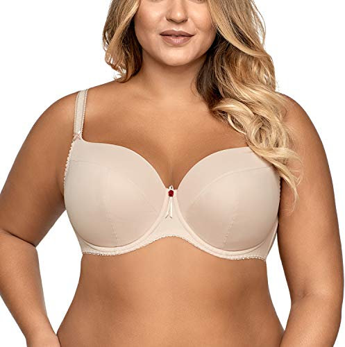 AVA Damen Bügel BH Schalen Glatt Große Brüste Unterwäsche 1263, Beige,90E