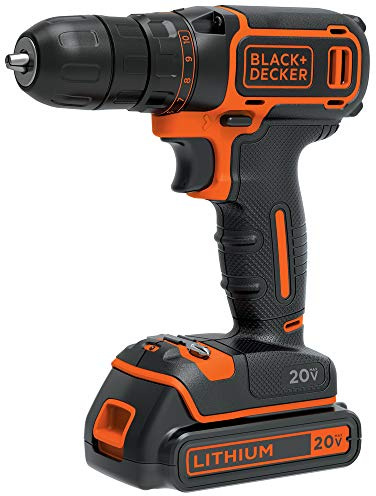 BLACK+DECKER 20V MAX Cordless Drill/Driver Kit with ‎Battery, Charger, and Double Ended Bit (BDCDD120C)