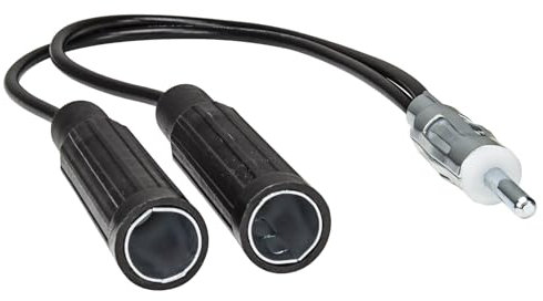 tomzz Audio 1500-026 Antennenverteiler Y-Adapter Antenne Splitter Adapter Kabel Stecker DIN ISO Auto Radio Stecker auf 2 x Buchse
