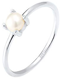 Elli Anello da Donna in Argento con Perla Semirotonda, Misura 16